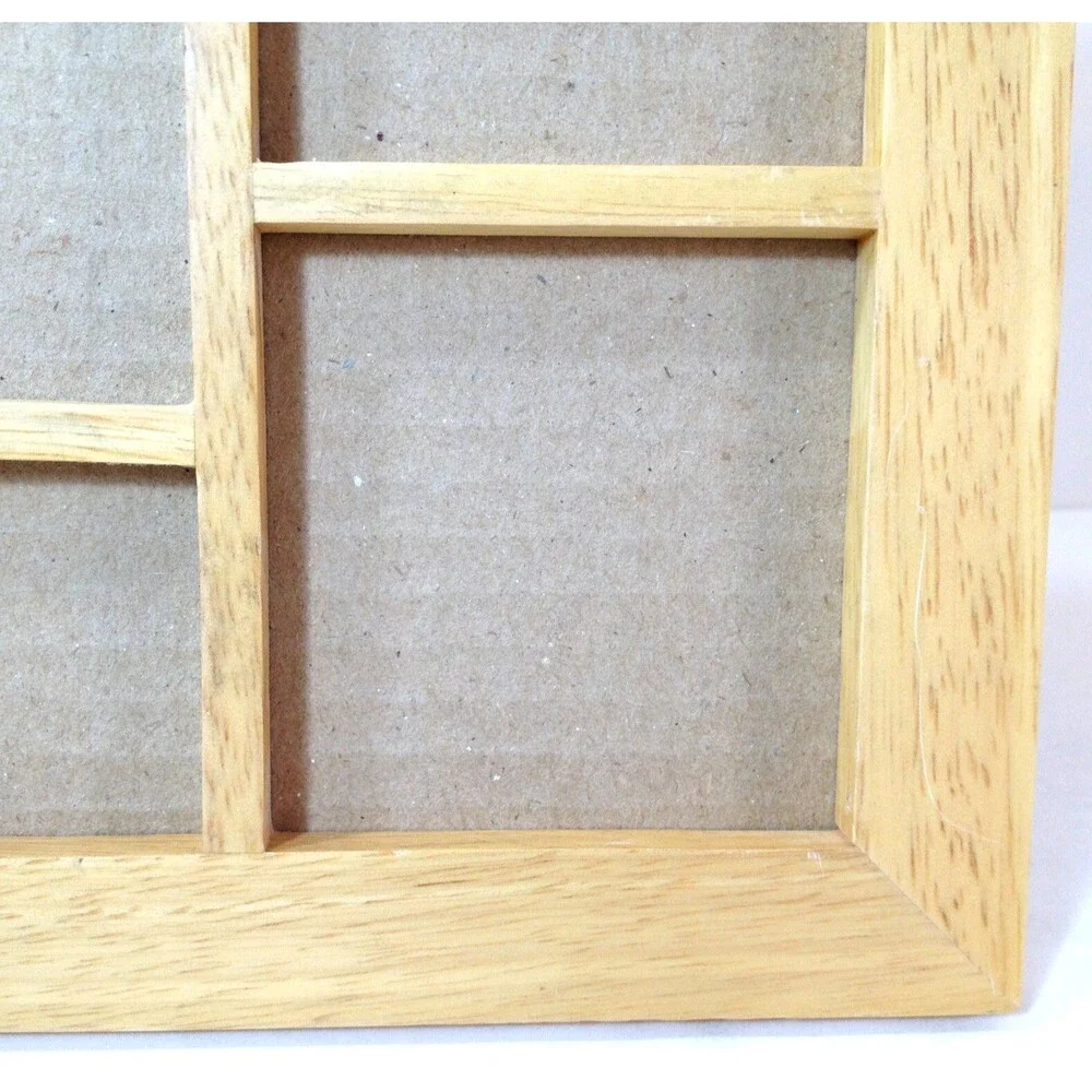 Vintage 9 x 9 Natural Wood Picture Frame Stand or Hang Holds 5 Photos